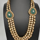 Multi Layer Kundan Green Carved Stone Mid Length Necklace