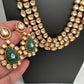 Multi Layer Kundan Green Carved Stone Mid Length Necklace