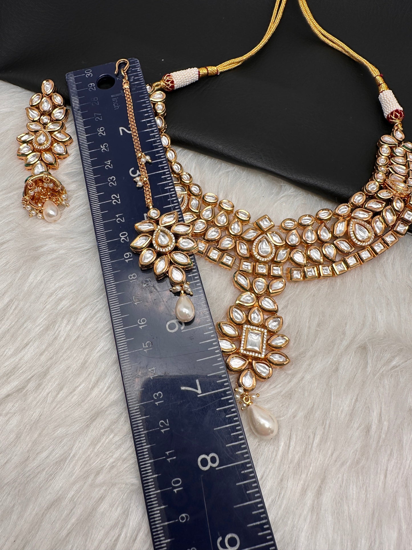 Kundan Statement Necklace comes with Earrings and Mang Tika