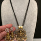 Goddess Lakshmi Color Stone Color Beads Mangalsutra Necklace - Pink