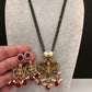 Goddess Lakshmi Color Stone Color Beads Mangalsutra Necklace - Red