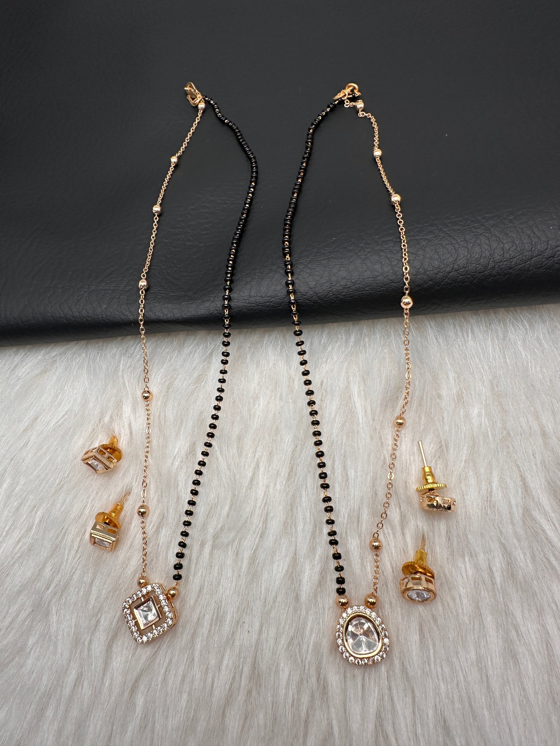 Fusion Black Beads Mangalsutra Necklace - Style1