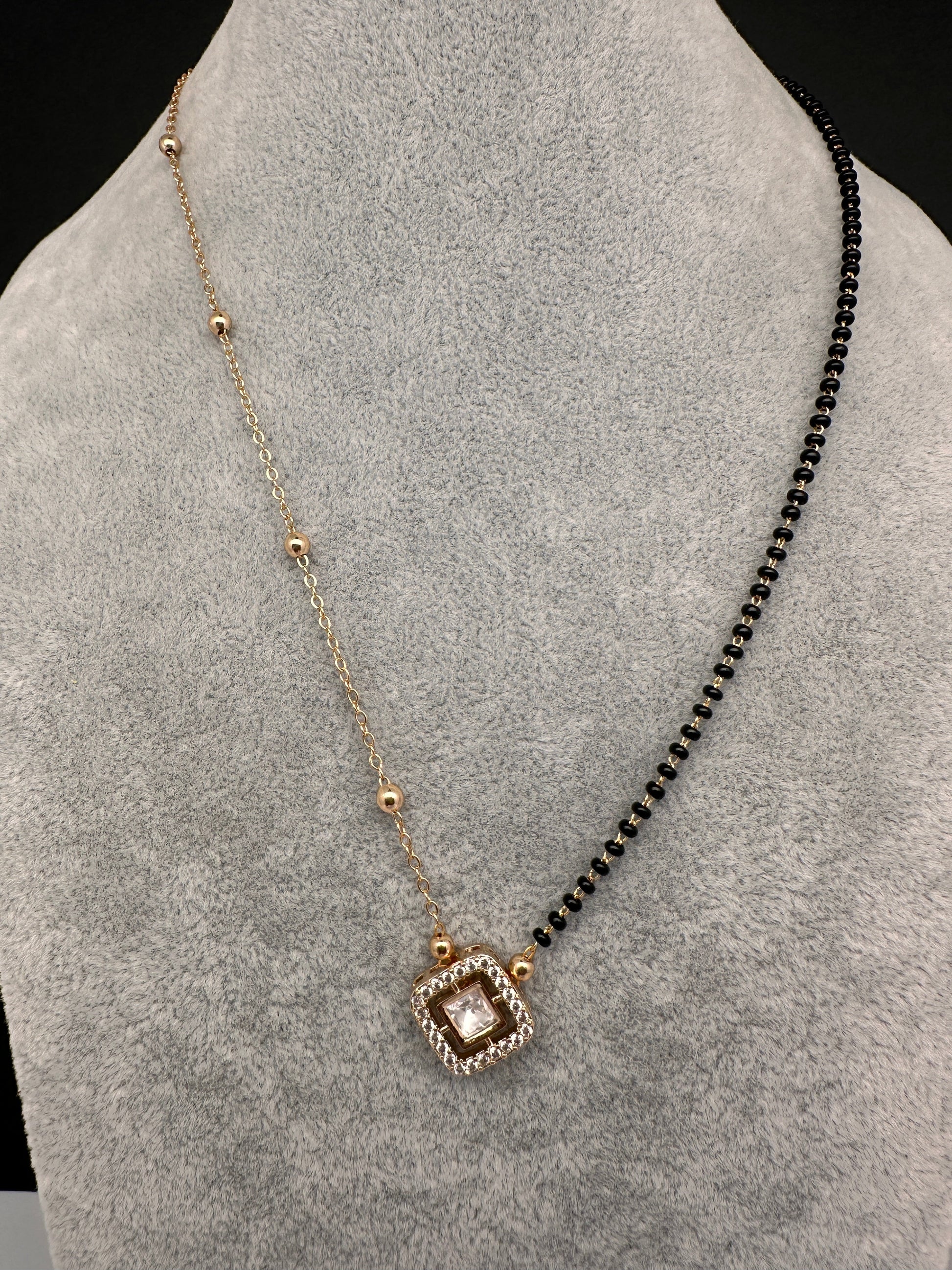 Fusion Black Beads Mangalsutra Necklace - Style2