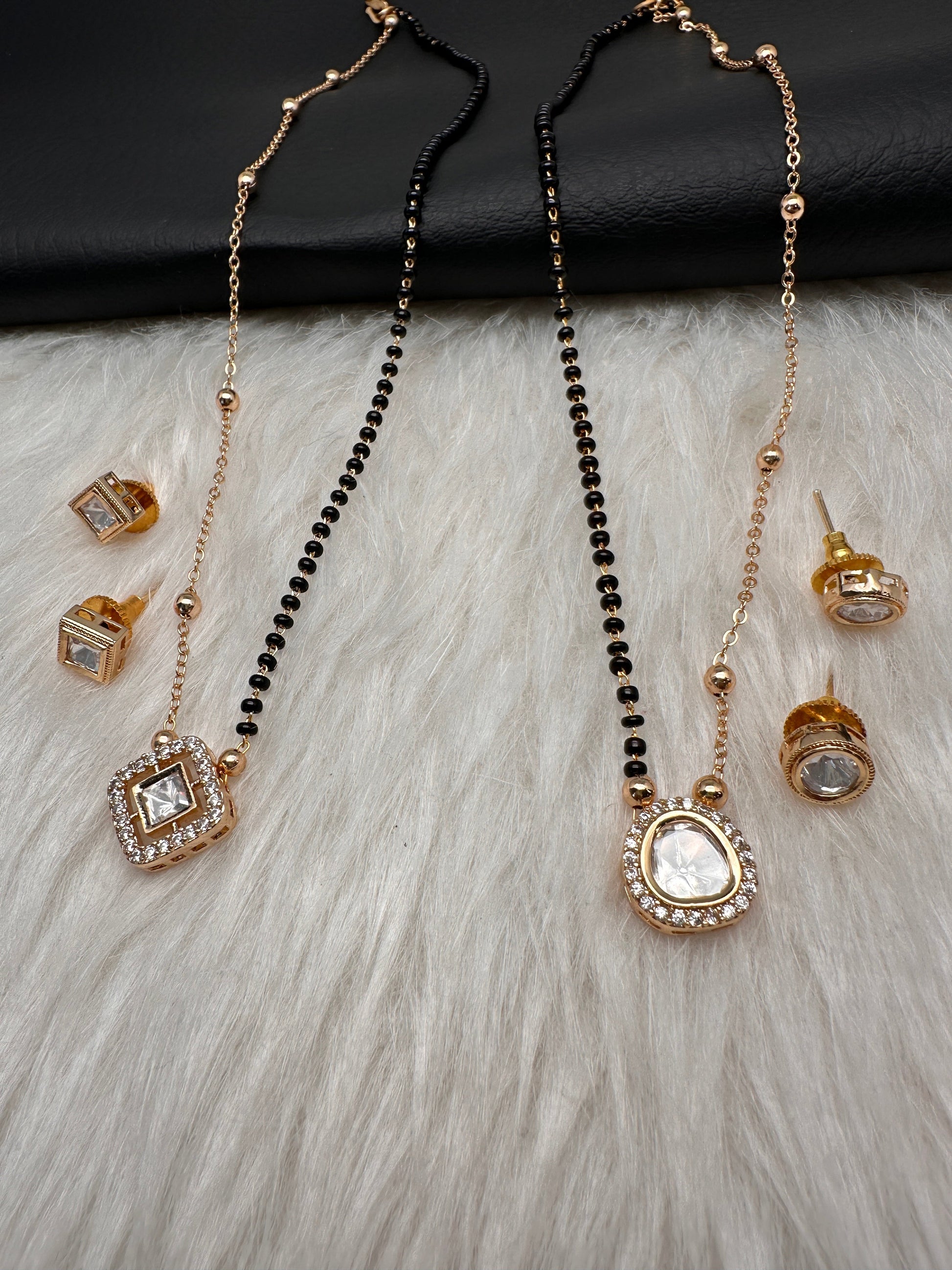 Fusion Black Beads Mangalsutra Necklace - Style2