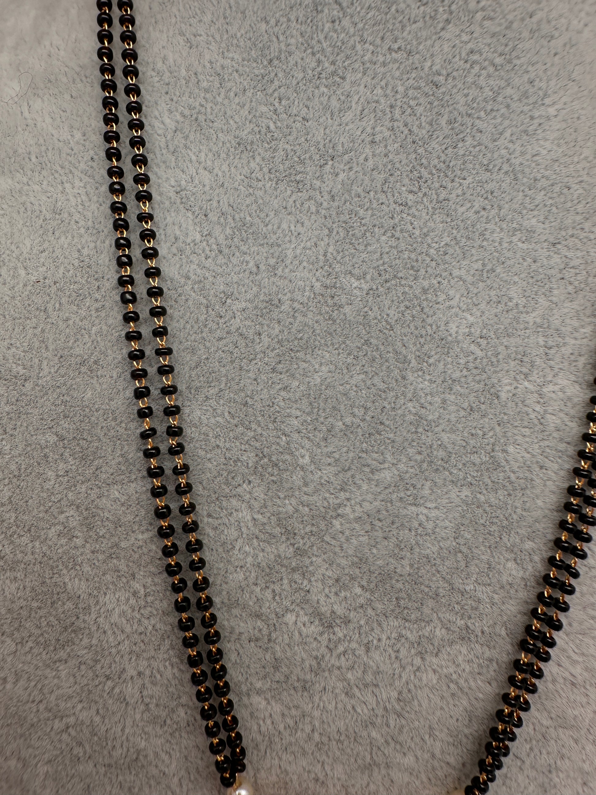 AD Color Stone Mangalsutra Necklace - Red