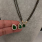 AD Color Stone Mangalsutra Necklace - Green