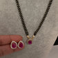 AD Color Stone Mangalsutra Necklace - Red