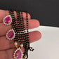 AD Color Stone Mangalsutra Necklace - Red
