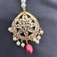 Clear Stone Hyderabadi Jadau Pearls Golden Maangteeka
