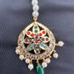 Navratan Stone Hyderabadi Jadau Pearls Golden Maangteeka