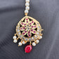 Red Stone Hyderabadi Jadau Pearls Golden Maangteeka