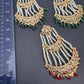 Color Stone Hyderabadi Jadau Pearls Golden Jhoomar - Green