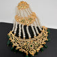 Color Stone Hyderabadi Jadau Pearls Golden Jhoomar - Green