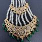 Color Stone Hyderabadi Jadau Pearls Golden Jhoomar - White