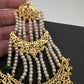Color Stone Hyderabadi Jadau Pearls Golden Jhoomar - White
