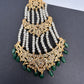 Color Stone Hyderabadi Jadau Pearls Golden Jhoomar - White