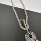 Diamond Finish Maangteeka Mathapatti with Red Stone - Green