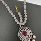 Diamond Finish Maangteeka Mathapatti with Red Stone - Red