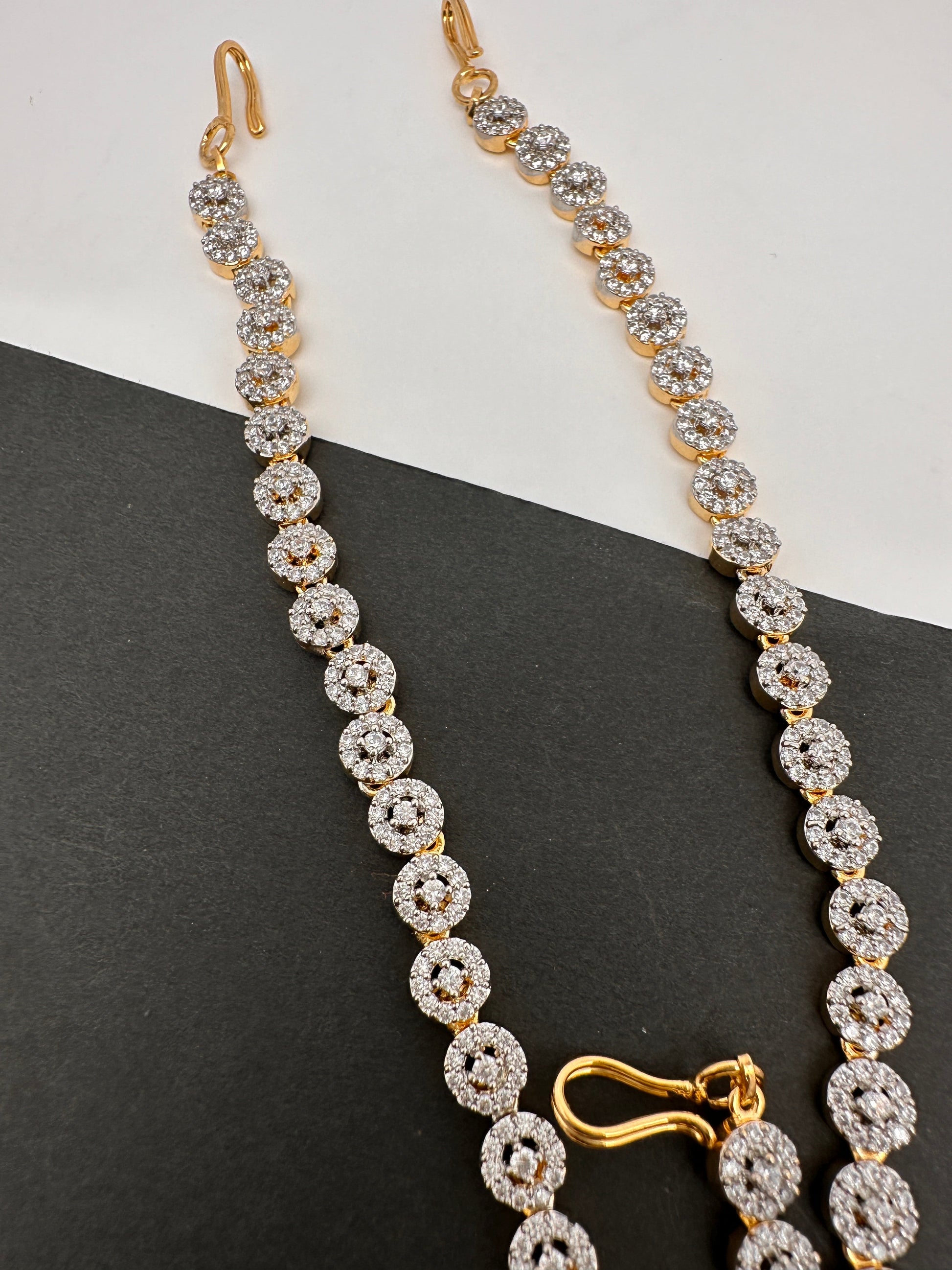 Diamond Finish Maangteeka Mathapatti with Red Stone - Red