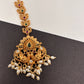 Matte Kempu Peacock Pattern Pearls Mang Tika
