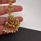 Matte Kempu Peacock Pattern Pearls Mang Tika