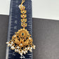 Matte Kempu Peacock Pattern Pearls Mang Tika