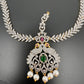 Emerald Ruby Diamond FinishPeacock Maangteeka Mathapatti with Red Stone