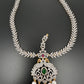 Emerald Ruby Diamond FinishPeacock Maangteeka Mathapatti with Red Stone