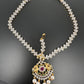 Emerald Ruby Dual Tone Peacock Maangteeka Mathapatti with Red Stone