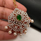 Diamond Finish Color Stone Maangteeka - Green