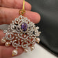 Diamond Finish Color Stone Maangteeka - Purple