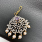 Diamond Finish Color Stone Maangteeka - Purple