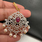 Diamond Finish Color Stone Maangteeka - Red