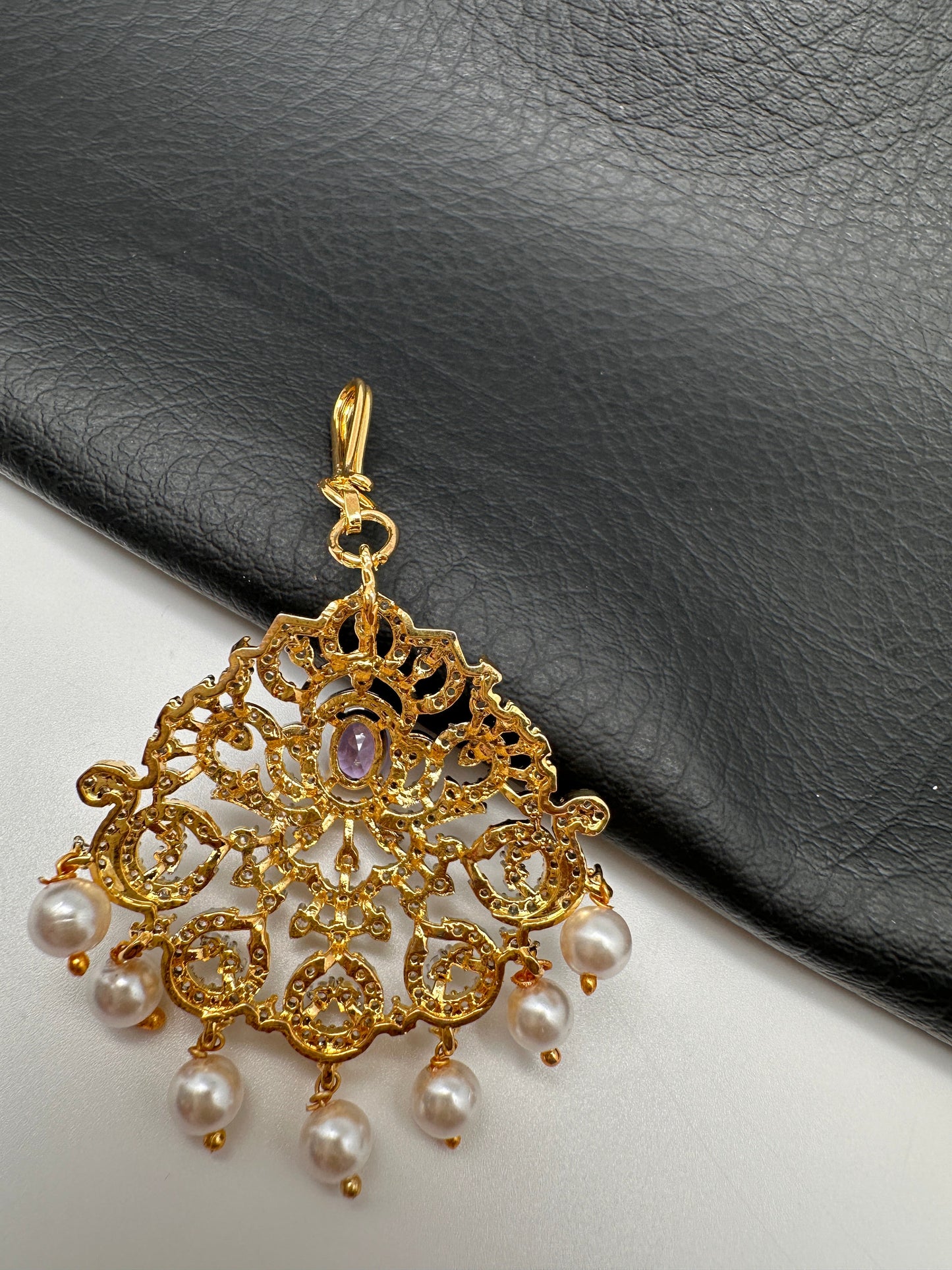 Diamond Finish Color Stone Maangteeka - Red