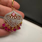 Diamond Finish Color Stone Maangteeka - Red