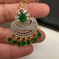 Diamond Finish Color Stone Maangteeka - Green