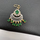 Diamond Finish Color Stone Maangteeka - Green