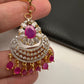 Diamond Finish Color Stone Maangteeka - Red