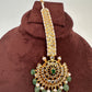 Polki 6 Carat gold plated Pearl Mang Tika - Green