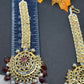 Polki 6 Carat gold plated Pearl Mang Tika - Green