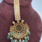 Polki 6 Carat gold plated Pearl Mang Tika - Green