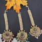 Polki 6 Carat gold plated Pearl Mang Tika - Red
