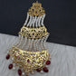 6 Carat Gold Plated Hyderabadi Jadau Real Pearls Pearls Golden Jhoomar