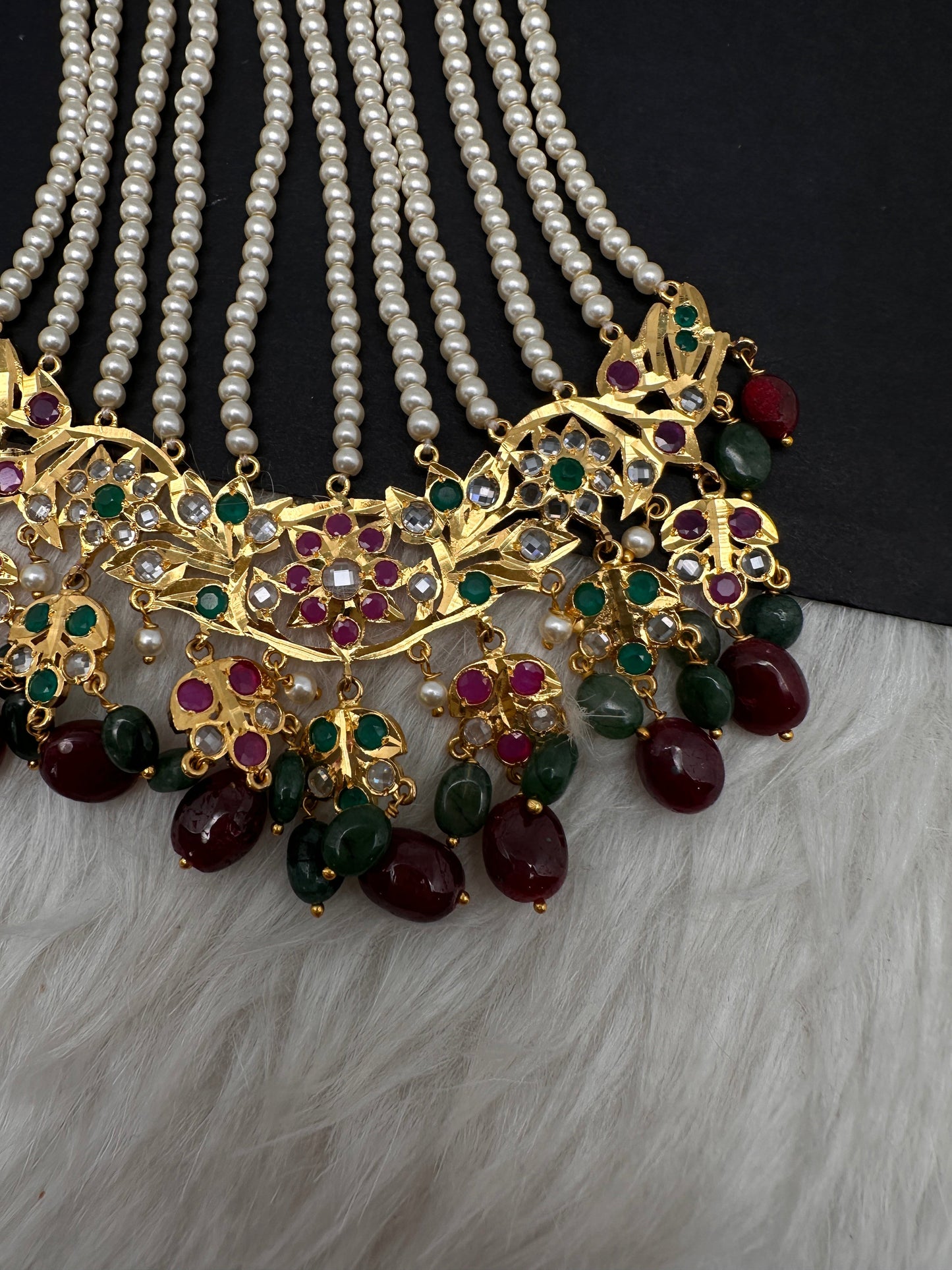 6 Carat Gold Plated Hyderabadi Jadau Real Pearls Pearls Golden Jhoomar