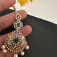Diamond Finish Color Stone Maangteeka - Green