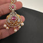 Diamond Finish Color Stone Maangteeka - Red