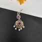 Diamond Finish Color Stone Maangteeka - Red