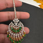 Diamond Finish Color Stone Maangteeka - Green