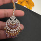 Diamond Finish Color Stone Maangteeka - Purple