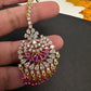 Diamond Finish Color Stone Maangteeka - Red